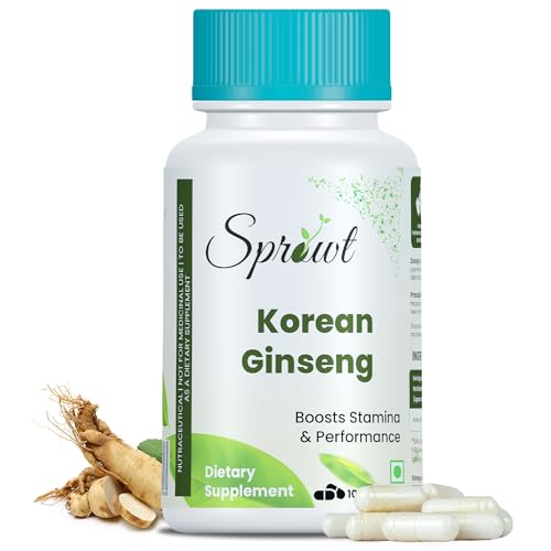 Image of Sprowt Korean Red Ginseng 1000mg Capsules For Men | Supports Brain Function, Boosts Immunity, Energy & Focus (Pack of 1)