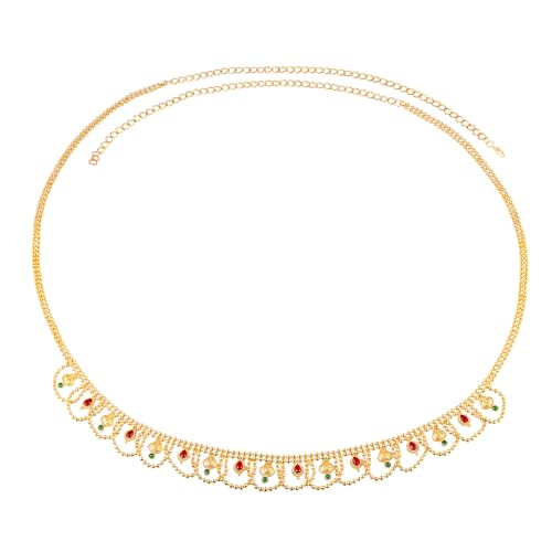 Image of Peora Gold Plated Bridal Jewellery Set with Kamarband Gift for Women Indian Traditional Ethnic Wedding