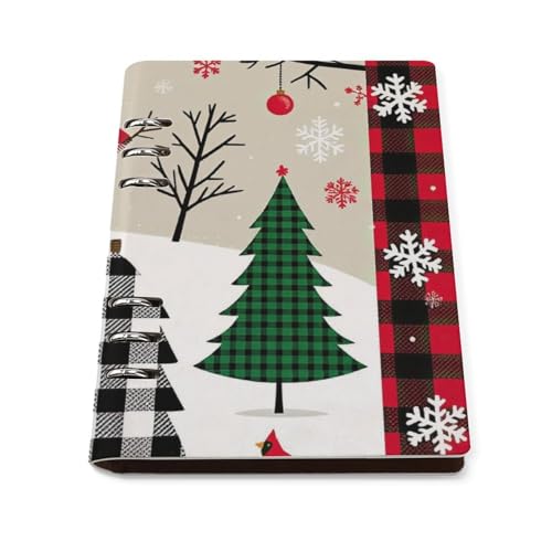 Journal en cuir rechargeable A5 cadeau idéal avec motifs d'arbres et de bonhomme de neige