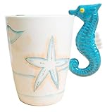 14 Ounces Novelty Mugs with Lid Ceramic Cup 3D Hand Painted Animal for Coffee Milk Water Tea Drink...