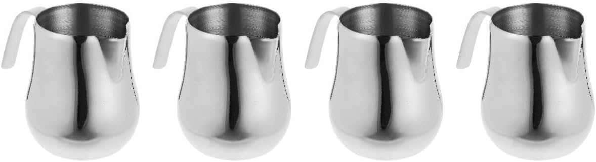 4pcs Stainless Steel Espresso Pitcher for Latte Art Frother Cup Ergonomic Handle for Coffee Making and Tea Brewing and Easy to Use
