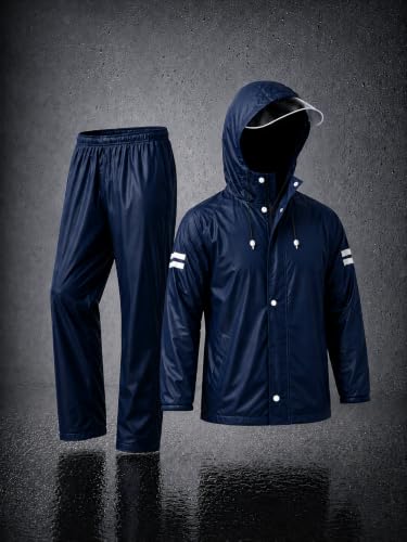 Image of TAGAS Men's Raincoat ||Waterproof for Bike ||Reversible Double Layer with Hood || Set of Top and Bottom With Cap rain Wear