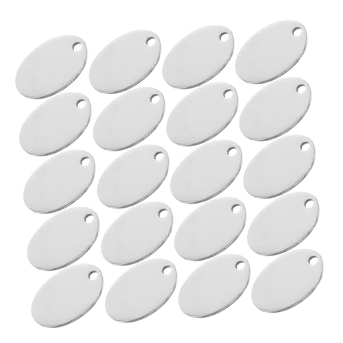BRIGHTFUFU 25個ステンレス製 楕エングレービング刻印用無地タグ 耐擦傷ミラー仕上げ キーホルダーブランク ジュエリー属プレート