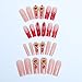 SINSEN Long Square Press on Rhinestone Acrylic Glossy Red French Tip False Nails Kit - Reusable Stick on Finger Manicure Decorations for Women, 24PCS