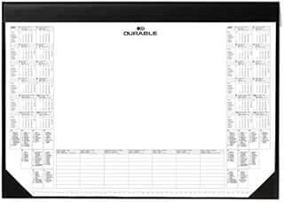 Durable Desk Mat with 2 Year Calendar and Weekly Schedule | 59 x 42cm | Pack of 1 | Ideal for Taking Quick Notes Whilst Working, Black