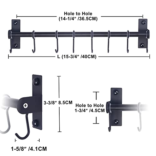 Dseap Pot Rack - Pots And Pans Hanging Rack Rail With 8 Hooks, Pot Hangers For Kitchen, Wall Mounted, Black #TOP1