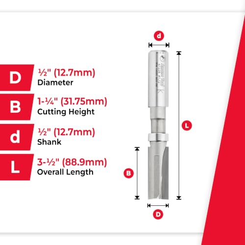 Image of Amana Tool - 47228 Carbide Tipped Flush Trim Plunge Template 1 /2 Dia x 1-1 /4 x 1 /2 inch Sh