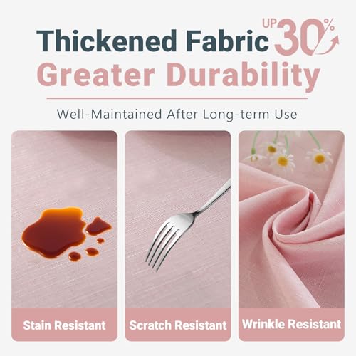 Laolitou Spring Table Cloth (Fits 6 Foot Table) Rectangle Linen Waterproof Textured Light Pink Tablecloth, Washable Wrinkle Free Spill Proof Fabric Tablecloths for Dining Table Farmhouse, 60x84 Inch by Laolitou - Used condition - Image 3