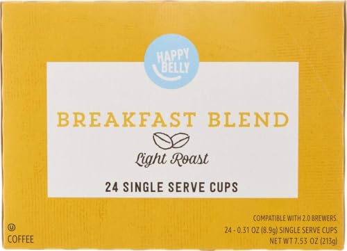 Happy Belly Light Roast Coffee Pods, Breakfast Blend, Compatible with Keurig 2.0 K-Cup Brewers, 24 Count - image 1