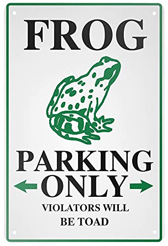 Aaroenlys Retro Tin Sign Frog Parking Only Metal Sign Wall Art Plaque Poster For Home Bar Pub 8 X 12 Inch #TOP1
