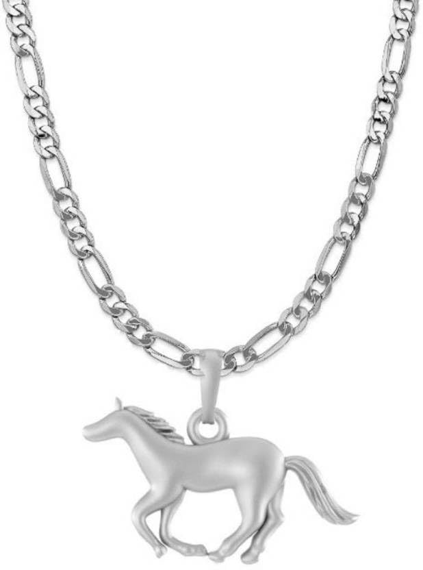 Pendentif en argent sterling 925 collier cheval maille figaro 55,9 cm ensemble _1142 S