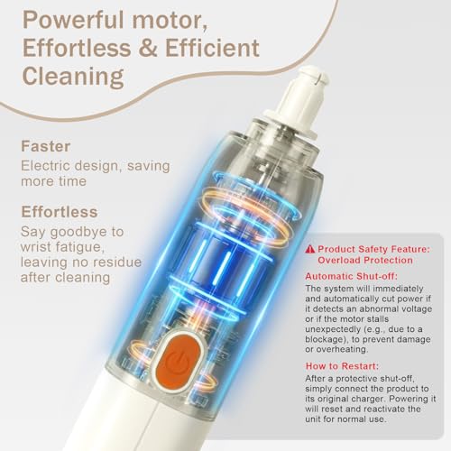 Image of Electric Bottle Brush Cleaner, Rechargeable Electric Baby Bottle Brush Cleaner with 2 Speeds, Silicone Bottle & Straw Brush, Waterproof Portable Baby Bottle Cleaner Kit for Travel & Home, White