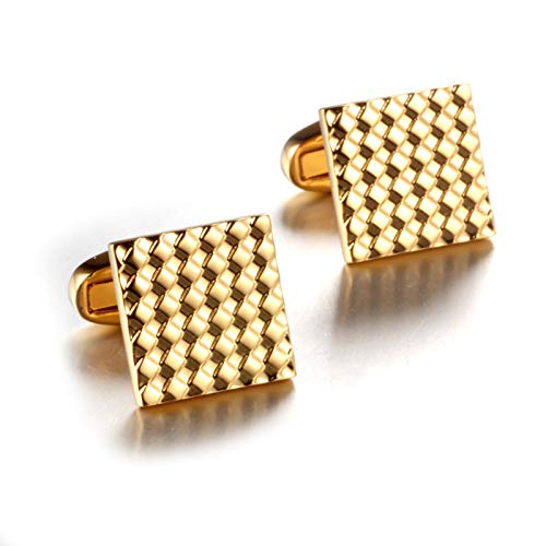 Mancuernillas cuadradas doradas para camisa de esmoquin miniatura 1