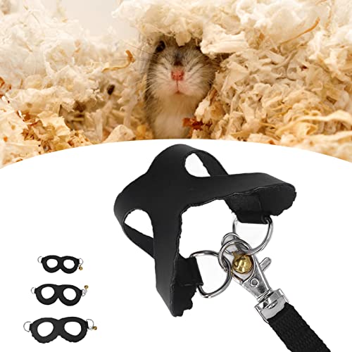 Hamster Geschirr und Leine Set, Kein Ziehen Meerschweinchen Gestreiftes Geschirr Hamstergeschirr Weste Oder Frettchen, Leguan, Hamster, Bartagamen Schwarz