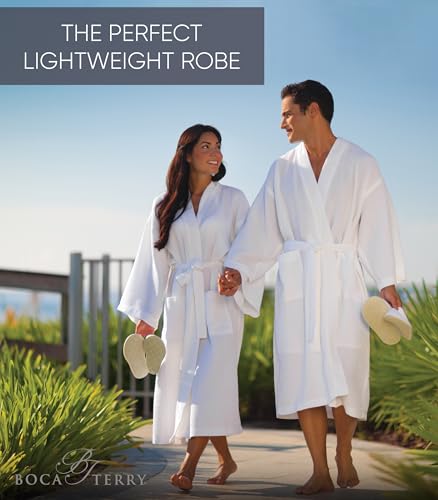 Waffle Robe for Women by BOCA TERRY, Soft Cotton Spa Robes for Summer, Lightweight Knit Waffle Bathrobe, Kimono Bathrobes4