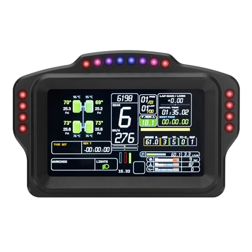 Image of DV480 Pro V5 SimRacing Dashboard-DDU-Display Sim Racing Dash with 5 inch Screen & 16 RGB LEDs for Simulation Racing Games Accessories include Bracket for Wheel Base, Compatible with all DD bases