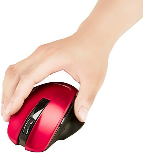 Amazon Basics Compact Ergonomic Wireless Mouse with Fast Scrolling - Red