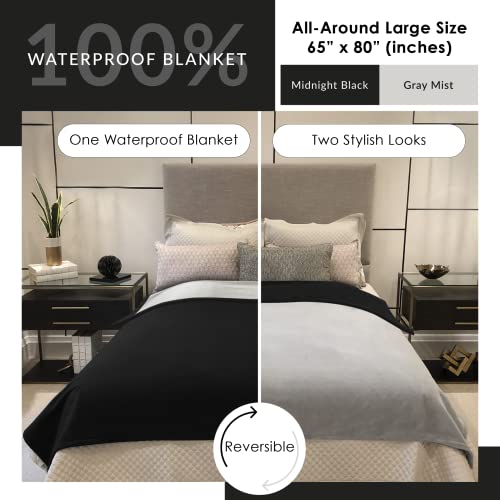 Blue Zoca Waterproof Blanket For Indoors & Outdoors | Machine Washable, Multi-Purpose Throw To Protect Your Bed Couch Car From Leaks Spills & Accidents | For Adults Dogs & Pets - Covers 65X80”, Black #TOP6