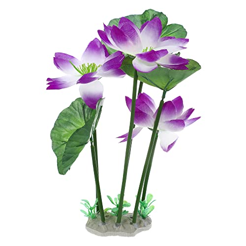 VOCOSTE Fish Tank Aquarium Decorations Plastic Plants, White Purple