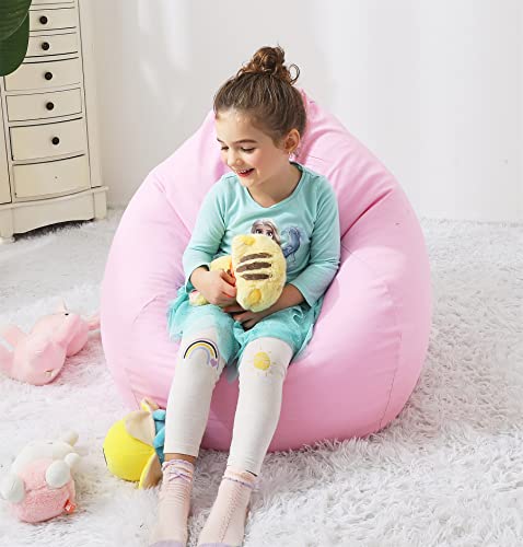 Lpmoera Stuffed Animal Storage Canvas Bean Bag Chair Cover For Kids/Adults Stuffable Zipper Beanbag For Organizing Children Plush Toys Large Premium Cotton Canvas Pink L For Adults #TOP5