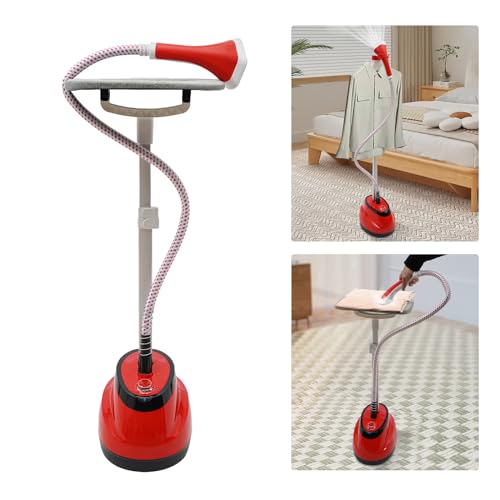 Professional Steamer for Clothes,Standing Garment Steamer,Pants Press,Steam Fabric Steamer,Standing Steamer, Cloth Steamer with Ironing Board,Red,110V,1350W,for Suits,Knitwear