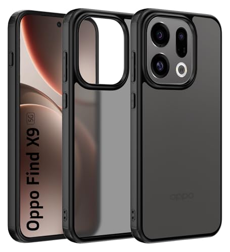Image of Golden Sand for Oppo Find X9 5G, Oppo Find X9s 5G Back Cover - Rugged Frosted Semi Transparent PC Shock Proof Slim Case, Space Black