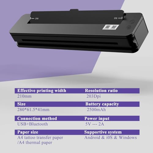 HAWINK Tattoo Stencil Printer Wireless Thermal Tattoo Printer with 20pcs Transfer Paper Transfer Cream 60g Compatible with Phone/Tablet/PC Tattoo Supplies for Tattoo Artists & Beginners T106ZKIT-US by HAWINK - Used condition - Image 2