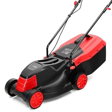 Foto di LEHMANN Tagliaerba Elettrico, 1200 W, Larghezza di Taglio 32 cm, Cesto Raccoglierba 25 L, Regolazione Altezza Taglio 3 Livelli 25–65 mm, per superfici fino a 500 m², 3450 giri/min