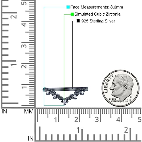 OMRANII Contour Chevron Midi Stunning V Shaped Half Eternity Leaf Style Matching Wedding Band Engagement Ring Cubic Zirconia Stones 925 Sterling Silver4