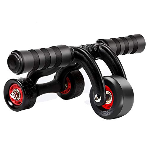 JRPT Rueda abdominal 400 kg de carga,AB Wheel Rueda estabilidad de 3 ruedas,Tronco y abdominales protección del piso, utilizado para deportes básicos/Negro/Como se muestra