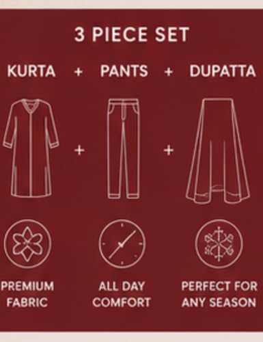 Image of Women's Blue Color Polyester Kurta Set with Pant & Dupatta | 3-Piece Suit