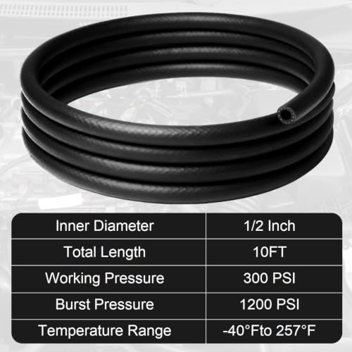 Image of 1 /2 Inch ID NBR Rubber Hose, 10 Feet Fuel Hose Line Transfer Hose for Small Engine Black