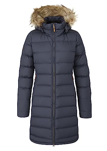 Rab Women's Deep Cover 700-Fill Long Down Parka Winter Coat for Hiking & Apres-Ski - Deep Denim - Small