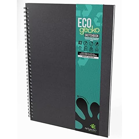 Artgecko Recycled Sketchbook A3 Portrait - 80 Pages (40 Sheets) 150gsm Recycled White Cartridge Paper Cover