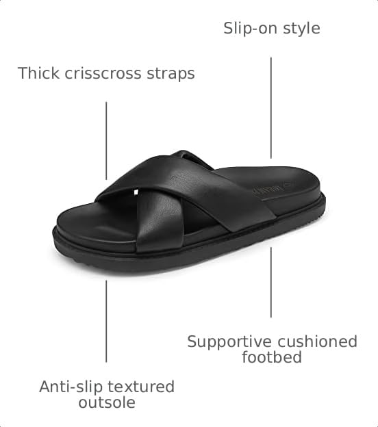 Image of DREAM PAIRS Women's Crisscross Open Toe Slide Sandals Flat Comfort Slip on Sandals