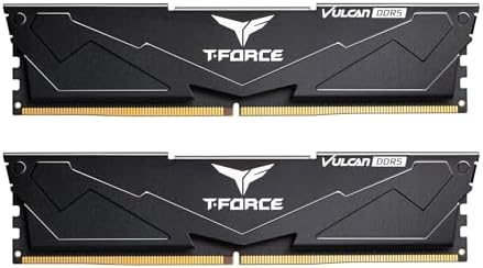 TEAMGROUP T-Force Vulcan DDR5 32GB (2x16GB) 6000MHz (PC5-48000) CL38 Intel XMP 3.0 & AMD Expo Compatible Desktop Memory Module Ram Black FLBD532G6000HC38JDC01