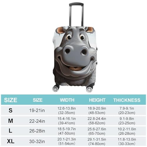 Cartoon Hippo Luggage Cover, Washable Elastic Suitcase Cover Protector Fit 18-32 Inch Luggage2