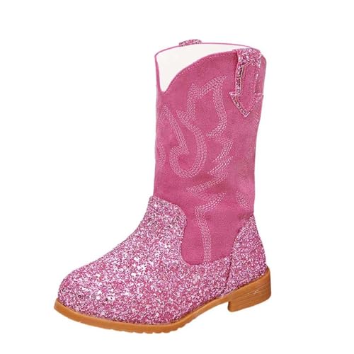 IWIHMIV Little Girl Cowboy Boots Toddler Western Boots Dress Up Mid Calf Glitter Boots Toddler Cowboy Boot Western Riding Shoes
