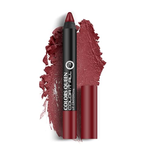 Image of Colors Queen Color It All Non Transfer Lip Crayon Lipstick | Long Lasting Matte Lipstick Combo Pack (Nude It, Rich Maroon, Party Time, 10.5g)