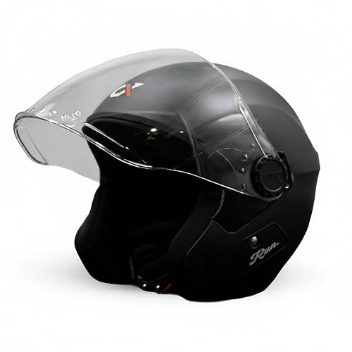 Image of Cortex Run Half Face Helmet Matt Finish with Scratch Resistant Curved Polycarbonate Visor, Hard ABS Shell Helmet for Men and Women | Clear Visor, Lightweight