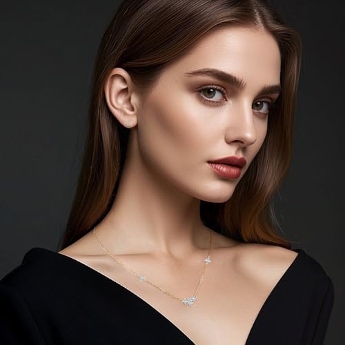 Moissanite Necklace for Women, 925 Sterling Silver Station Choker Necklaces D Color Ideal Cut Moissanite Dainty Simple Jewelry, GRA Certified, Gifts for Wife Mom3