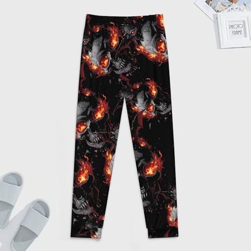 Black Dragon Fire Skull Men's Pajamas Pants Lightweight Sleep Lounge Pant Pjs Bottoms Casual Sleepwear4