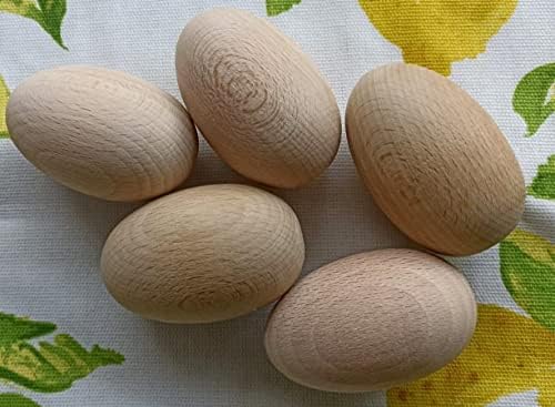 EFO Wooden Eggs for Crafts and Easter Decorations - Great for Easter Basket or Home Decor - Unpainted Wooden Eggs Set Perfect for Easter Egg Hunt, Arts and Crafts - Easter Gifts Idea - Pack of 10