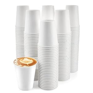 50 Pack 16oz White Disposable Coffee Cups – 100% Compostable Paper Mugs, Eco-Friendly and Biodegradable for Hot & Cold Drinks | Premium Travel, Home, Office, Cafes, Weddings & Parties