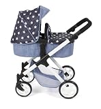 Bayer Chic 2000 2 w 1 wózek dla lalek Mila – gwiazdka granatowa – uchwyt z regulacją wysokości 39-72 cm – nowoczesny stelaż – lalki do 50 cm – 3-7 J.