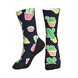 Calzini da donna, uomo, atletico, con cactus, pianta in vaso, morbidi, suola a metà polpaccio, calzini da corsa da donna e uomo
