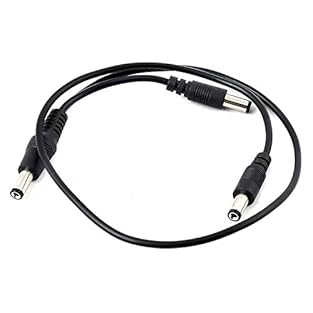 Approximately 20" long, end to end. This Y cable combines two 9V outputs (both in standard 9V mode) from the Voodoo Labs Pedal Power power supply to create an 18V output Great for powering pedals like the MXR Flanger and Dime Distortion, Crybaby 535Q...