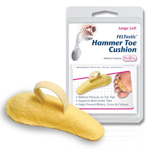 Image of PediFix Felt Toe Crest Cushion with Loop for Hammer Toe Support Large Left, 3 Pack