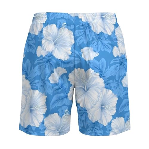 Cute Hibiscus Flower Print Mens Swim Trunks with Quick-Drying Lining Beach Shorts for Outdoor Sports4