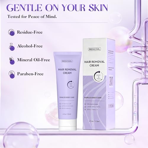 Body & Facial Hair Removal Cream for Women & Men, Painless Depilatory Cream for Sensitive Skin, Gentle Hair Remover for Legs, Arms, Underarms & Bikini Line with Spatula Applicator (1 PCS)